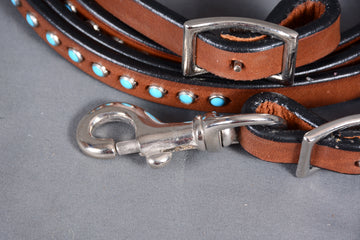 BAR H EQUINE Western Leather Horse Rein With Adjustable Buckle Medium Brown